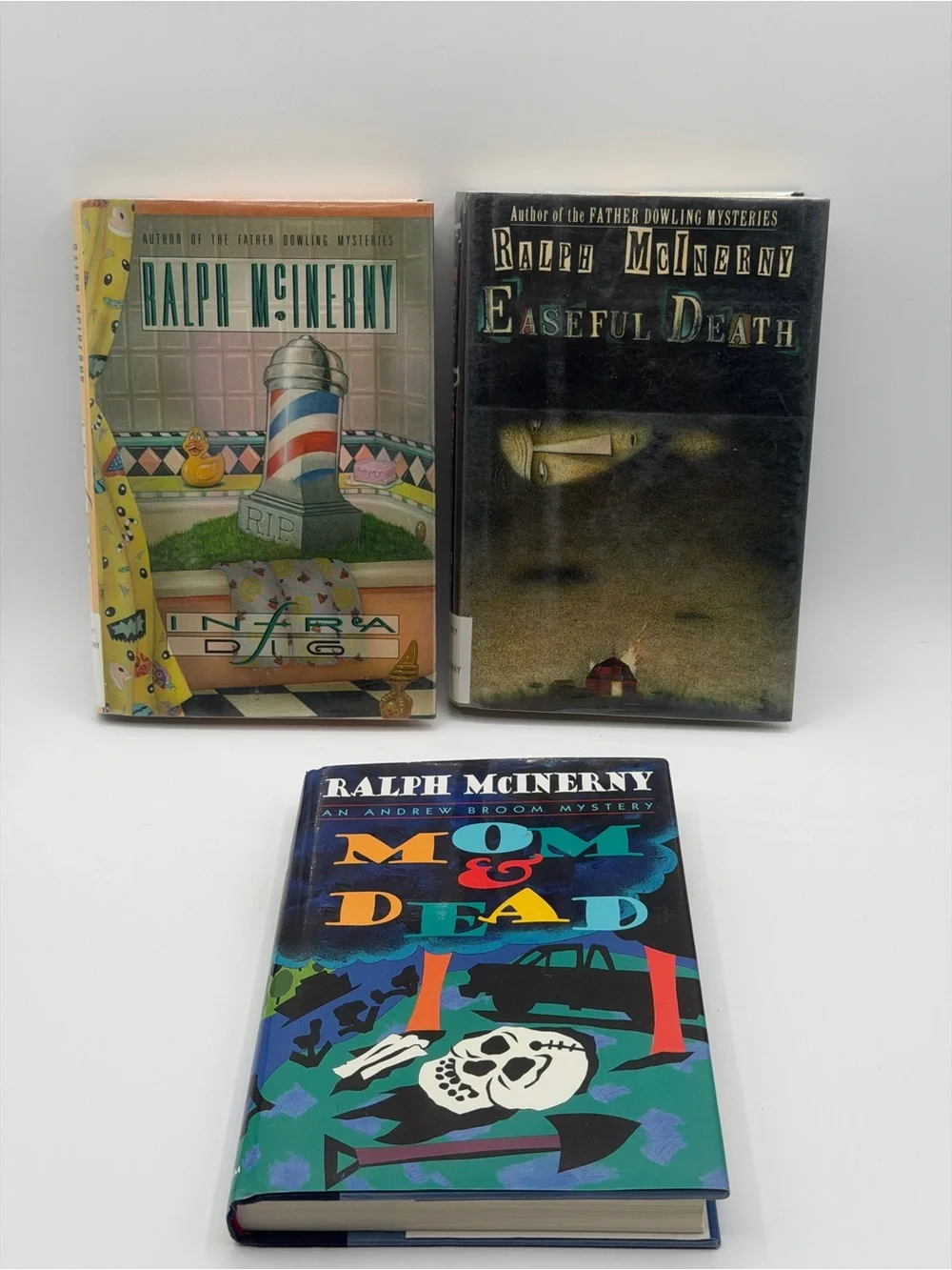 Lot of 3 Ralph McInerny Hardcover Books Mom & Dead/Easeful Death/Infra Dig